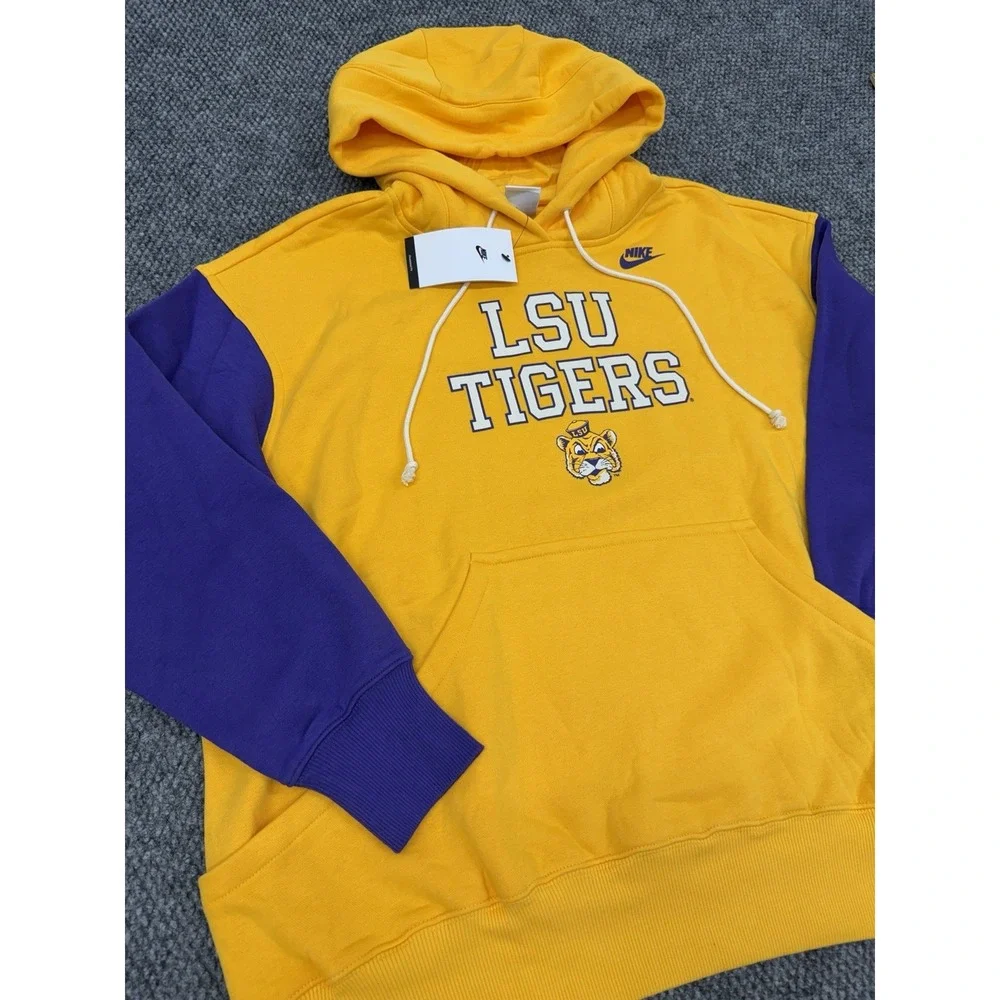Nike LSU Tigers Hoodie Sweatshirt Size Large Oversized Pullover NCAA - New